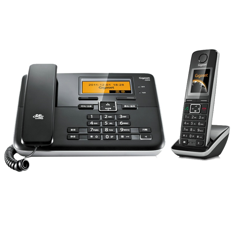 集怡嘉(Gigaset)无绳电话机 无线座机 子母机 全中文 子机彩屏 远距离通话 原西门子C810一拖一(钢琴黑)