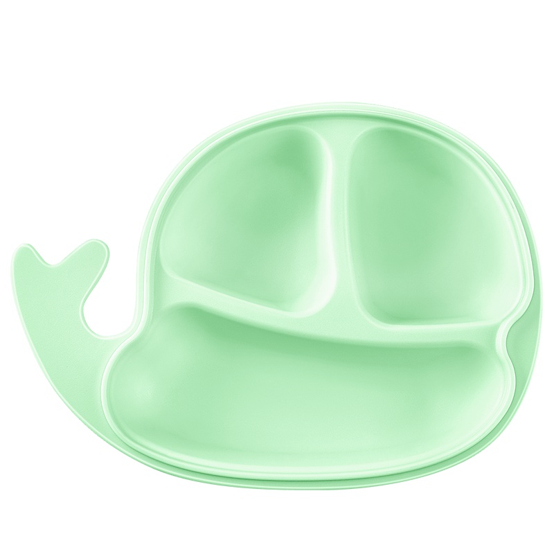 子初儿童餐盘辅食碗一体式餐盘防摔宝宝分格餐具盒卡通餐盘 绿色
