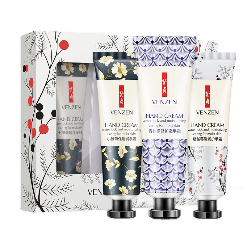 [3支套盒]梵贞花果精华滋润护手霜3支套装清爽滋润温和手霜 水润手霜水润改善干燥30g