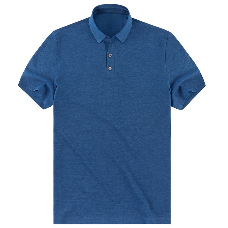 布先生新款春夏翻领丝光棉短袖T恤男 商务纯色正装AT10866