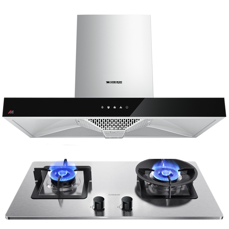 德意(DE&E)20立方欧式大吸力烟灶套餐 触控式抽油烟机不锈钢燃气灶烟灶套装851T+716G(需液化气详询客服)