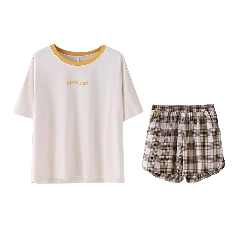 安之伴夏季薄款棉质情侣睡衣男女短袖简约休闲运动韩版家居服大码