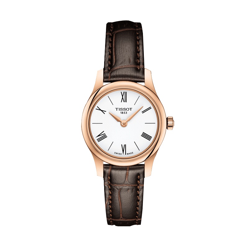 [送礼优选]天梭(TISSOT)瑞士手表 简约雅致复古百搭网红俊雅系列皮带女士石英表T063.009.36.018.00