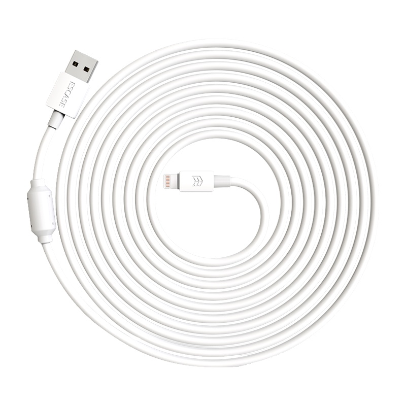 ESCASE 苹果数据线充电线手机快充头电源充电器链接线x/xr/ipad/11pro max2m米加长pd快充直头白色
