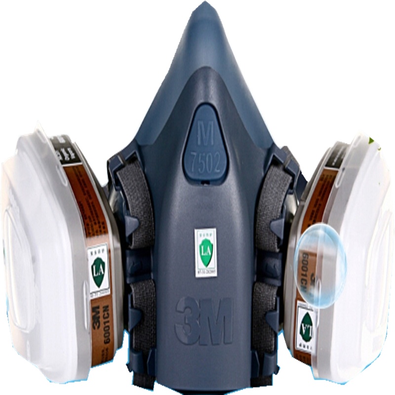 3M7502(硅胶防毒面具面罩配滤毒盒防有机蒸气喷漆酸性气体氯气有效过滤有毒气体3M7520+6001防毒七件套)