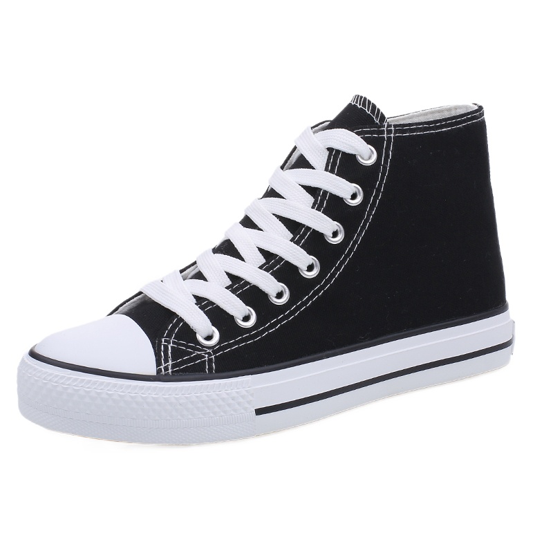 2019春夏季高帮小白帆布鞋女鞋透气韩版学生板鞋平底布鞋百搭