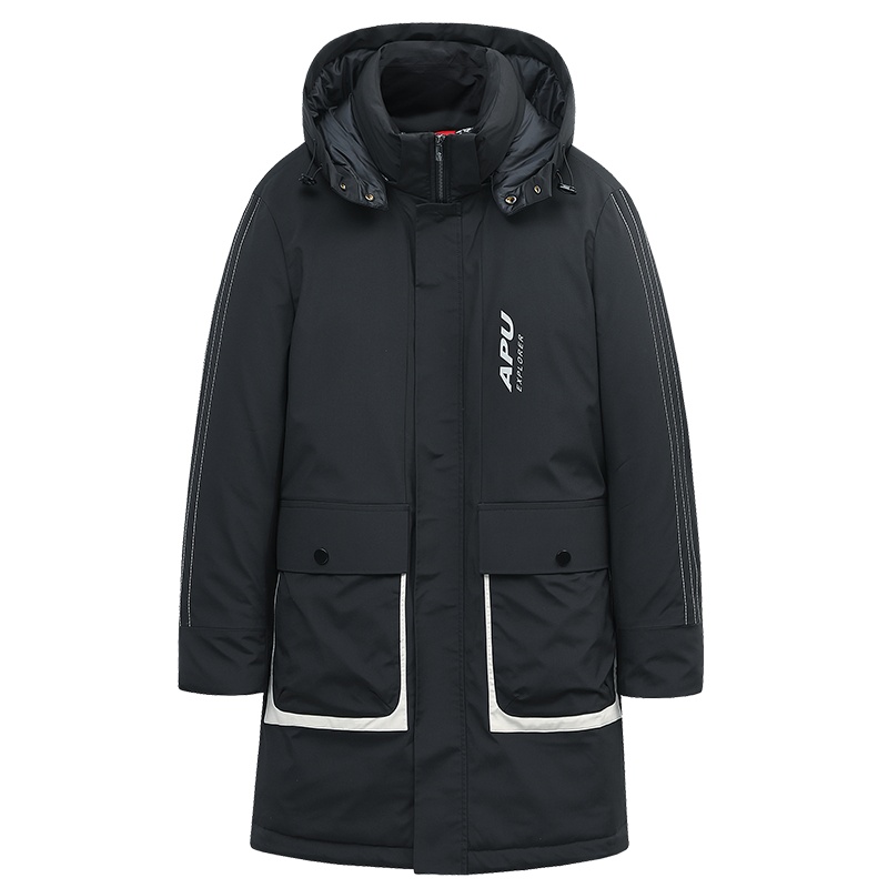 雪中飞羽绒服男士2019新款青年时尚潮流连帽工装加厚冬装外套反季