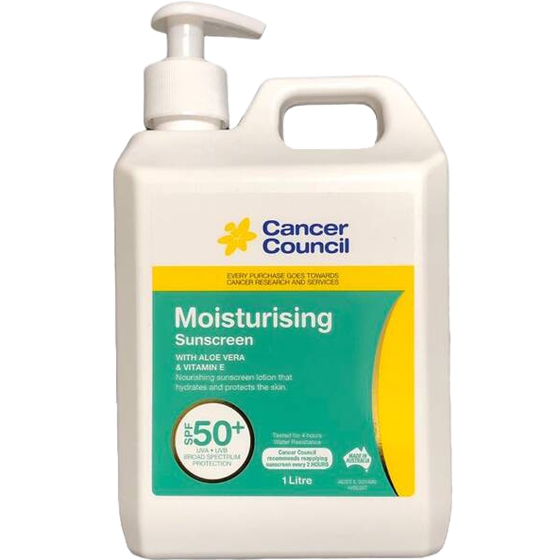 澳洲进口 Cancer Council 茜茜尔 CC 保湿 防晒霜 乳液 SPF50+1L 1瓶装 滋润修护