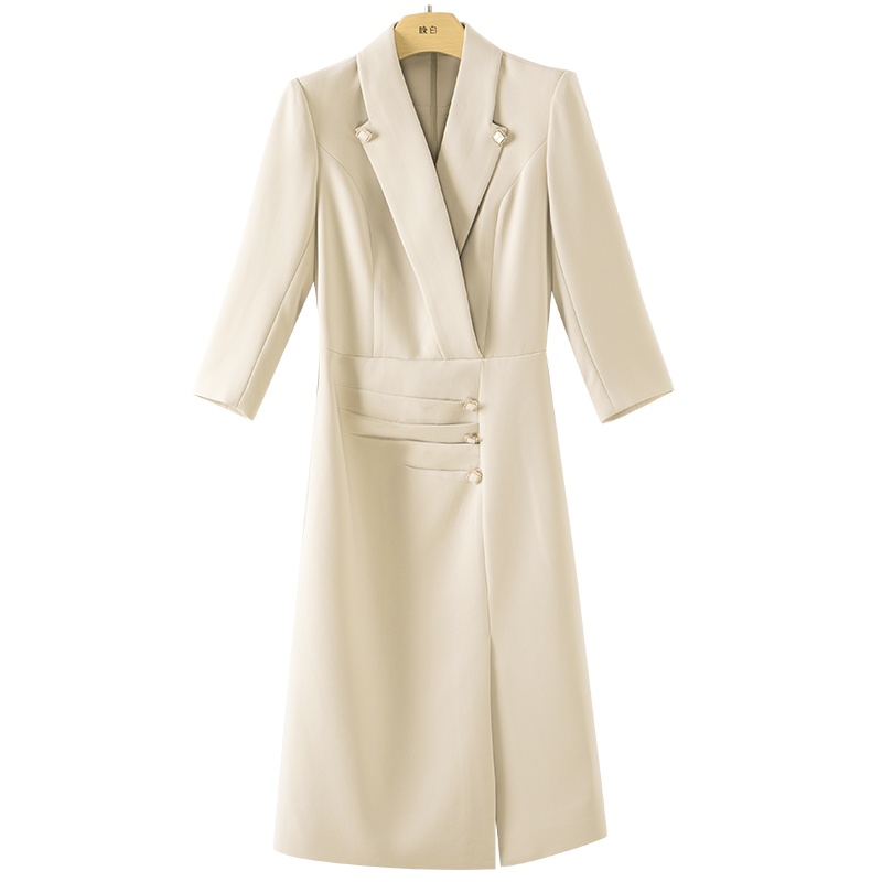 晚白2021春季新品时尚简约纯色修身显瘦通勤包臀裙西装裙连衣裙女