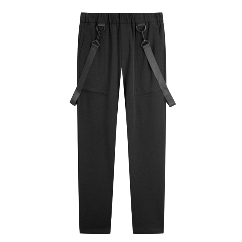 GXG男装 夏季男士青年休闲时尚修身黑色针织直筒长裤