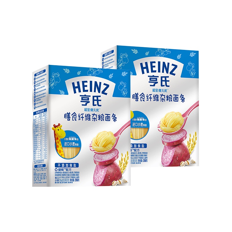 亨氏(Heinz)超金健儿优 含膳食纤维杂粮面条256g*2盒 3段 婴幼儿辅食(6个月以上-36个月适用)