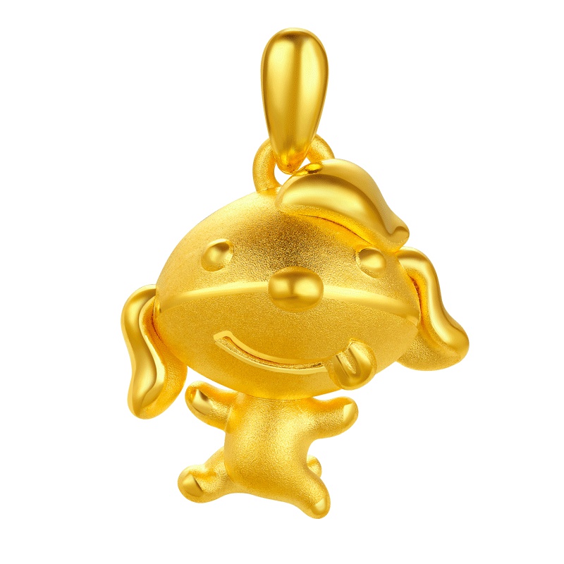 壹仟俩黄金吊坠let‘s go系列 生肖狗吊坠通用 3D硬金 潇洒卡通狗 吊坠 结婚金饰品定价黄金饰品