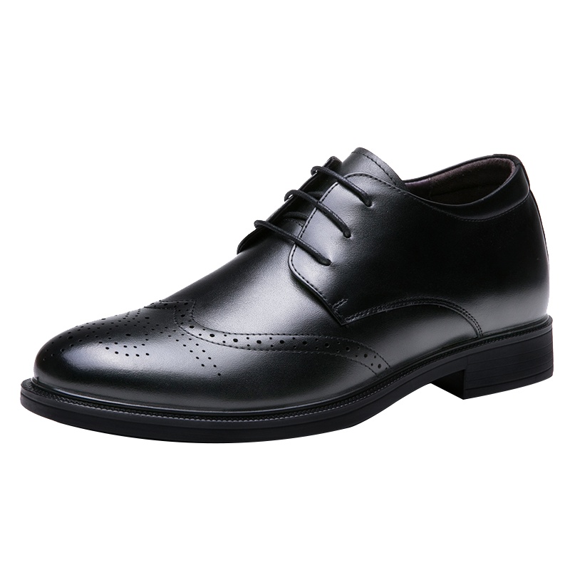 奥康布洛克雕花正装男士增高鞋6cm商务休闲皮鞋男隐形内增高皮鞋