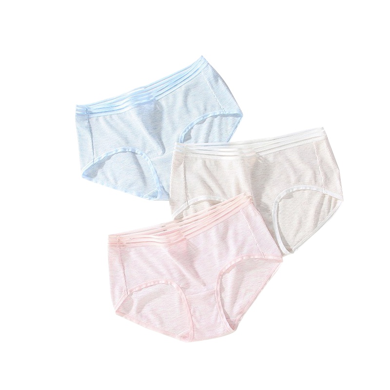 猫人miiow莫代尔无痕内裤女清爽透气中腰纯色精梳棉3条装MOF809081