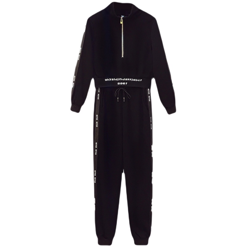 晗亦然2021新款大码女装 胖mm时尚炸街显瘦字母拼色套装5301