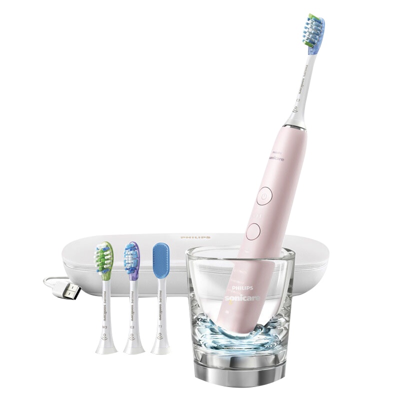 飞利浦(PHILIPS) 电动牙刷 HX9924/22 钻石粉亮白智能型充电式声波震动牙刷蓝牙版 五大模式31000转