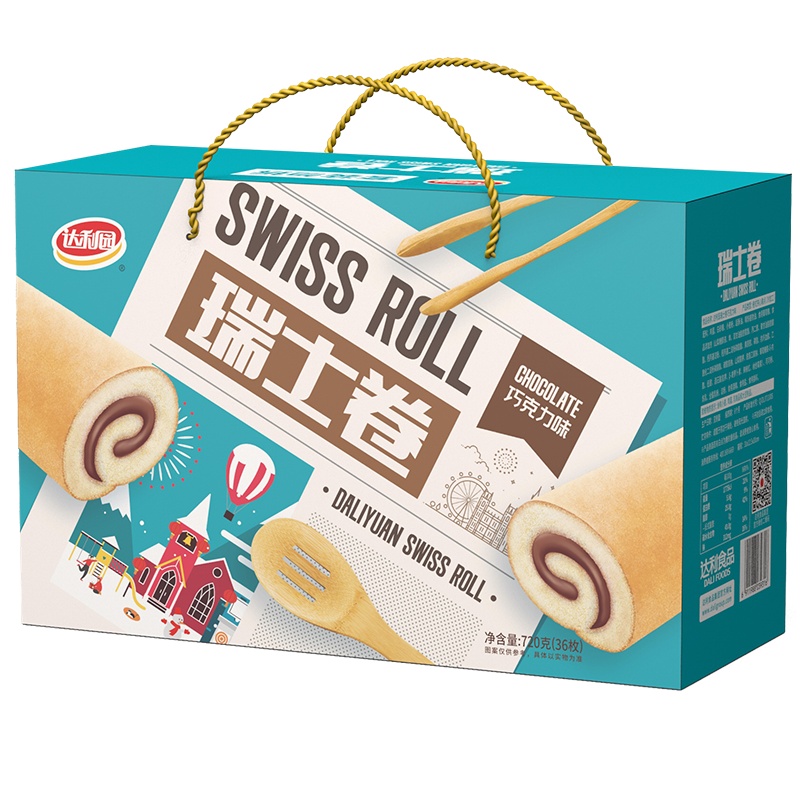 达利园瑞士卷西式糕点礼盒装巧克力味720g
