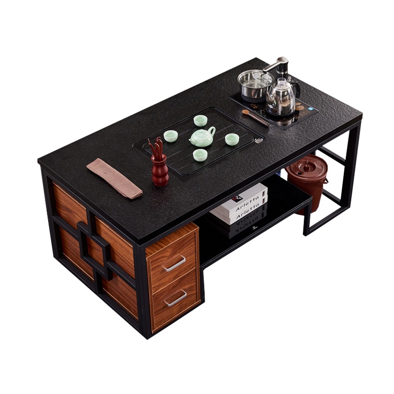 鑫金虎 办公家具办公茶几天然石功夫茶台智能泡茶桌椅组合喝茶桌带电磁炉