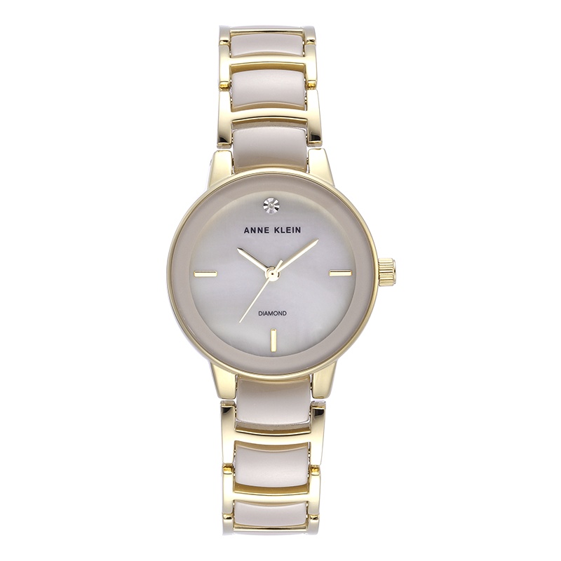 安妮克莱因（ANNE KLEIN）璀璨永恒系列简约时尚镶钻贝母表盘石英女士手表AK/2960LPGB