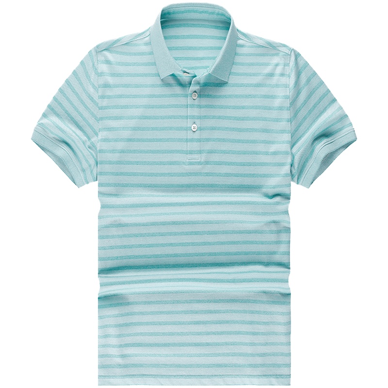 布先生短袖T恤 桑蚕丝经典花纱条纹翻领POLO轻商务体恤男AT10102