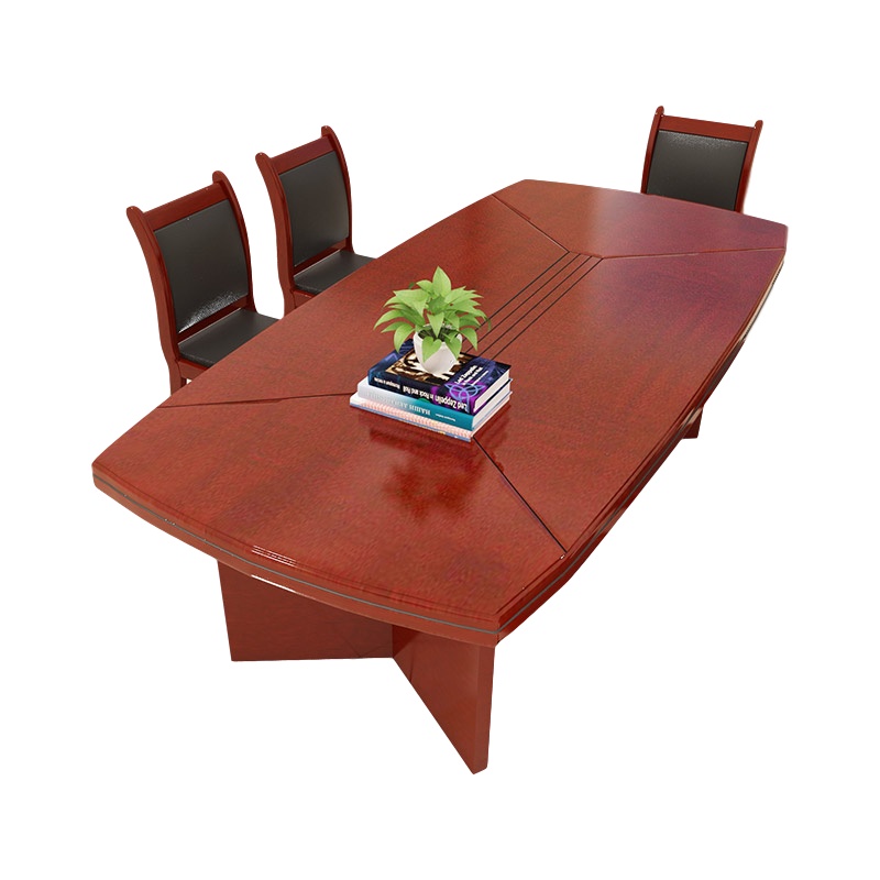 创世人 会议桌实木皮长桌简约现代会议室会议台长条桌小型开会桌办公桌油漆会议桌可定制