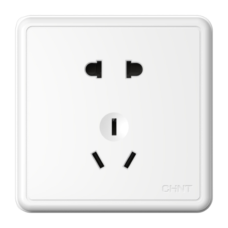 正泰明装开关插座1C面板86型墙壁家用一开5五孔插座三孔16A空调插座多孔象牙白电源插座