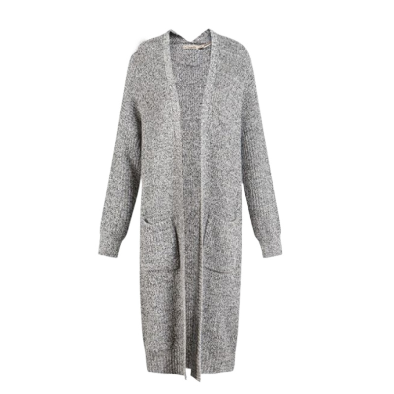 拉夏贝尔外套春装新款时尚简约显瘦中长款开衫长袖针织外套女10012068