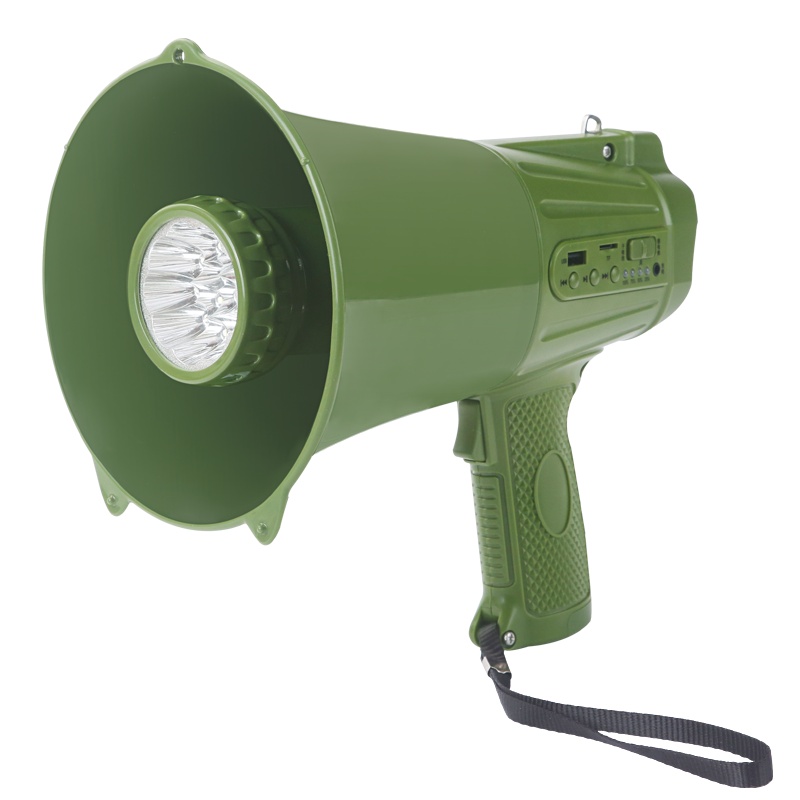 雷公王 CR-911照明喊话器军绿扩音喇叭户外照明救援安防大声公录音充电喇叭