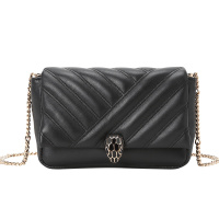 预售 BVLGARI 宝格丽 Serpenti Cabochon 单肩包 斜挎包 口盖包迷你 经典蛇头绗缝皮288755