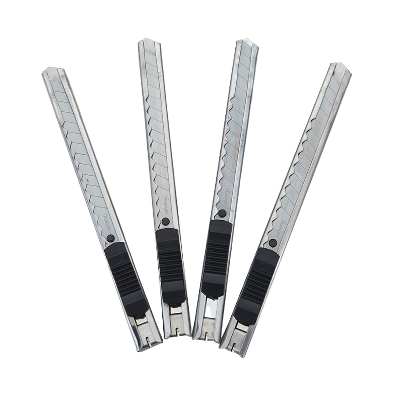 广博(GuangBo)MG8212 9mm金属美工刀10把 小号美工刀 裁剪刀 快递拆封刀 自动固定刀片 银色颜色随机