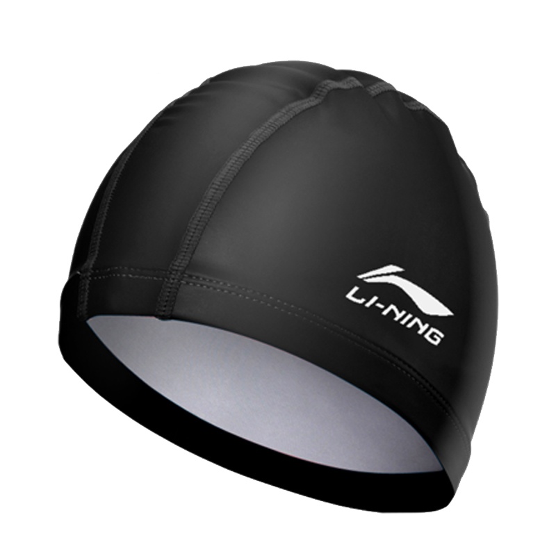 李宁防水护耳 男女通用长发游泳帽pu涂层游泳温泉帽子不勒头858