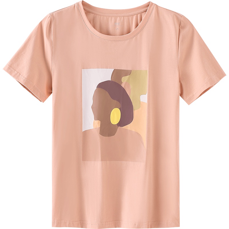 OSA欧莎纯棉短袖T恤女夏2019新款印花糖果粉色韩版宽松上衣ins潮