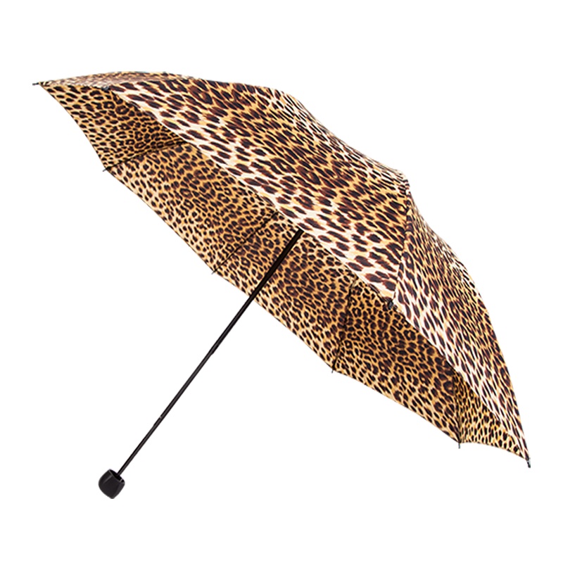 宏达HONDAR 三折外翻黑胶豹纹防晒防紫外线晴雨二用伞遮阳伞女1604
