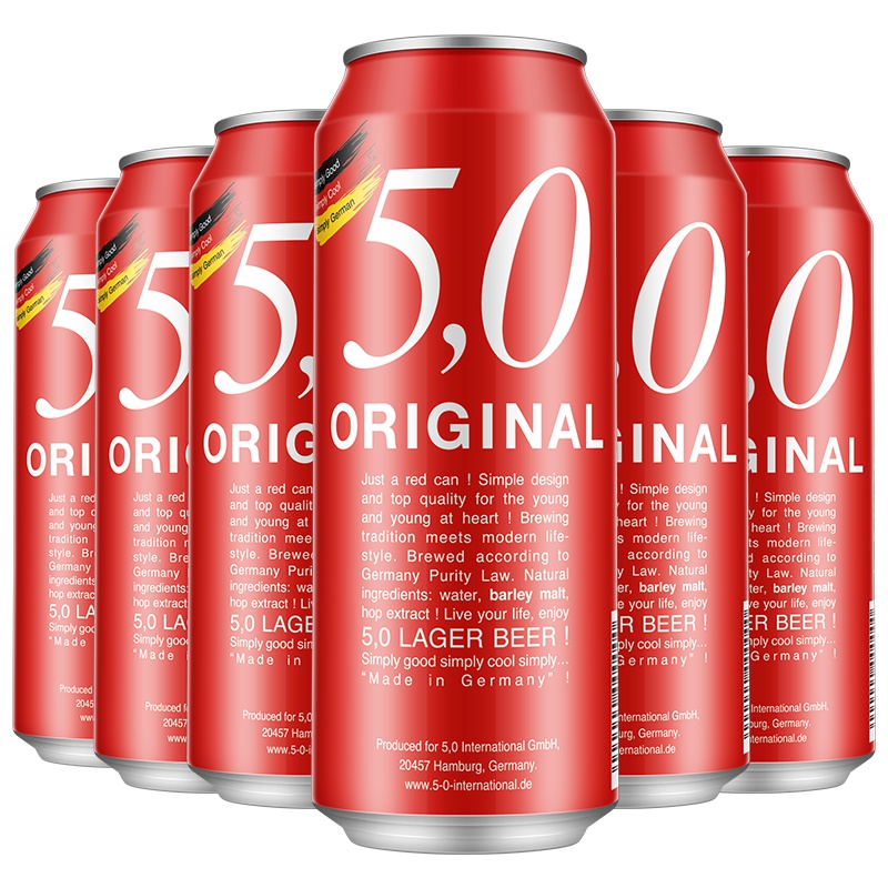 德国原装进口 奥丁格旗下5.0 ORIGINAL 窖藏啤酒500ml*6罐 (六罐装)
