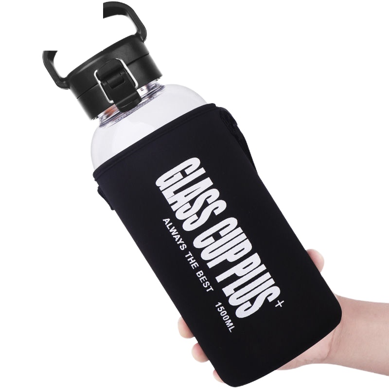 (养生杯大容量) 耐热玻璃杯便携水杯旅行杯子茶杯男女水壶0.3-2 封后 防爆级版+1000+杯套+杯刷