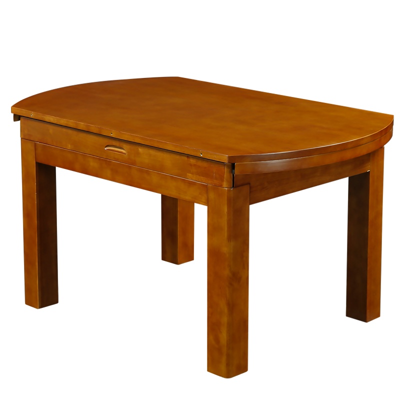 HiBoss全实木餐桌可伸缩圆桌折叠饭桌圆形桌子1.5米折叠餐桌