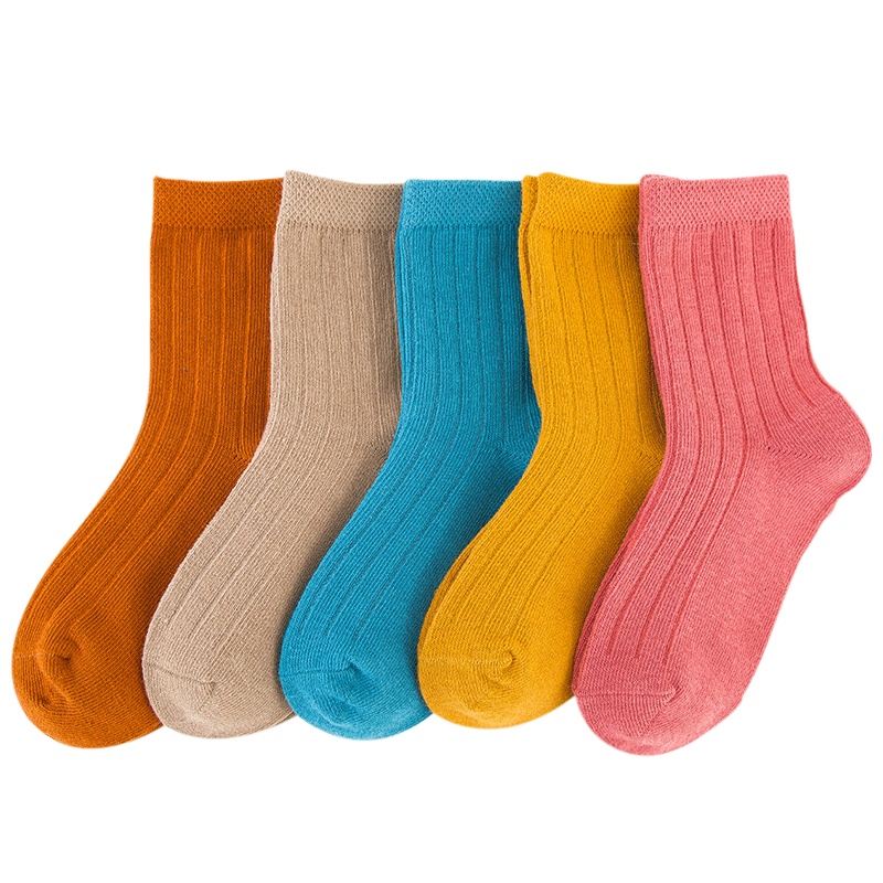 [5双装]巴布豆配饰 儿童袜子清 纯棉袜春秋加厚中筒袜女童男孩宝宝学生中大童男童新品2~12岁