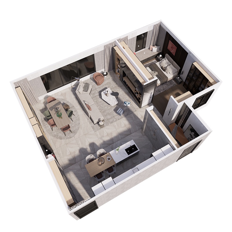 佰丽爱家全屋定制现代轻奢风墨岩系列橱柜全屋定制