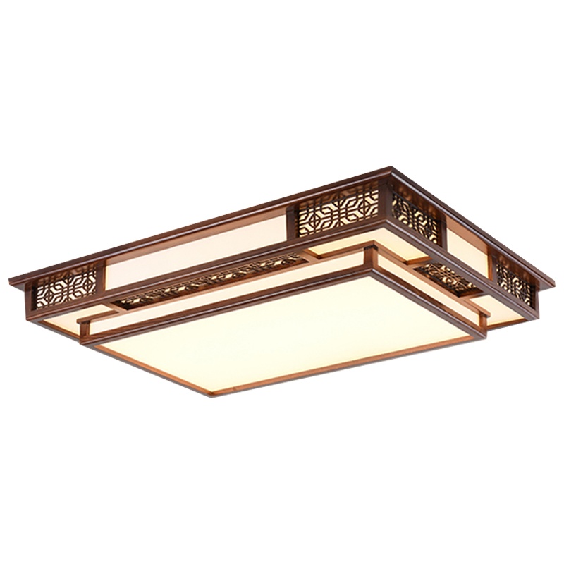[环森]中式灯具新中式灯饰大气家用客厅灯吸顶灯卧室灯实木LED长方形现代简约中国风套餐