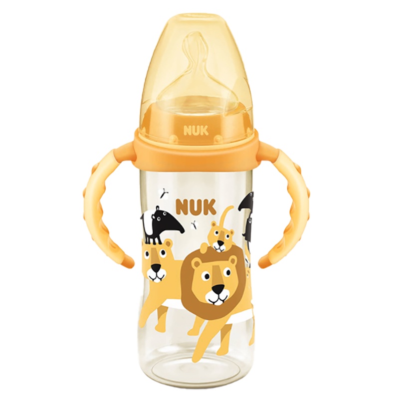 300mlNUK宽口径PPSU带手柄彩色奶瓶海狮款（带初生型硅胶中圆孔奶嘴）