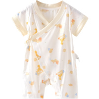 童泰(TONGTAI)夏季1-6月婴幼儿男女宝宝衣服半袖轻薄偏开蛤衣系带连体衣儿童家居服连体衣