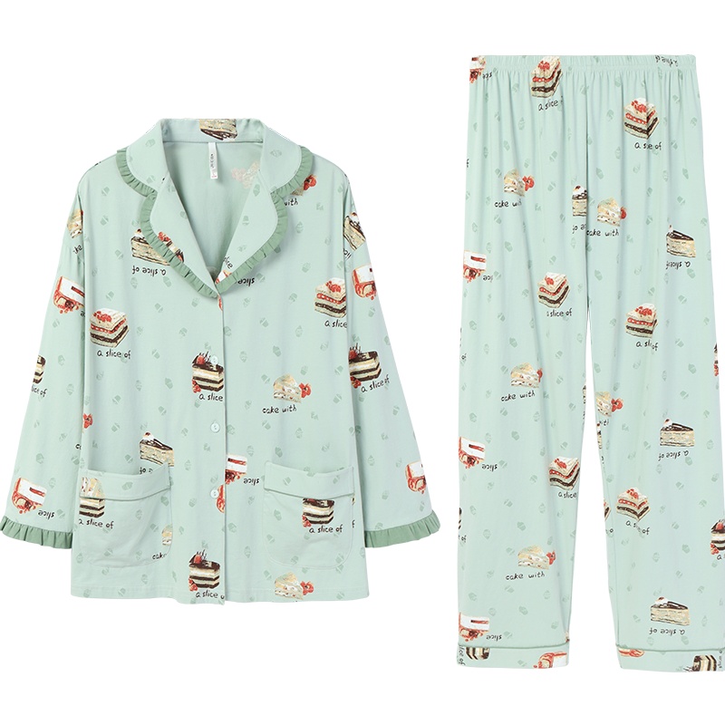 安之伴睡衣女开衫套装甜美可外穿女士家居服 薄荷绿 M