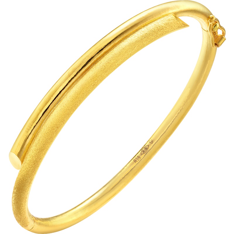 周生生(CHOW SANG SANG)金手镯足金饰品光砂相间结婚手镯金镯女 23929K计价