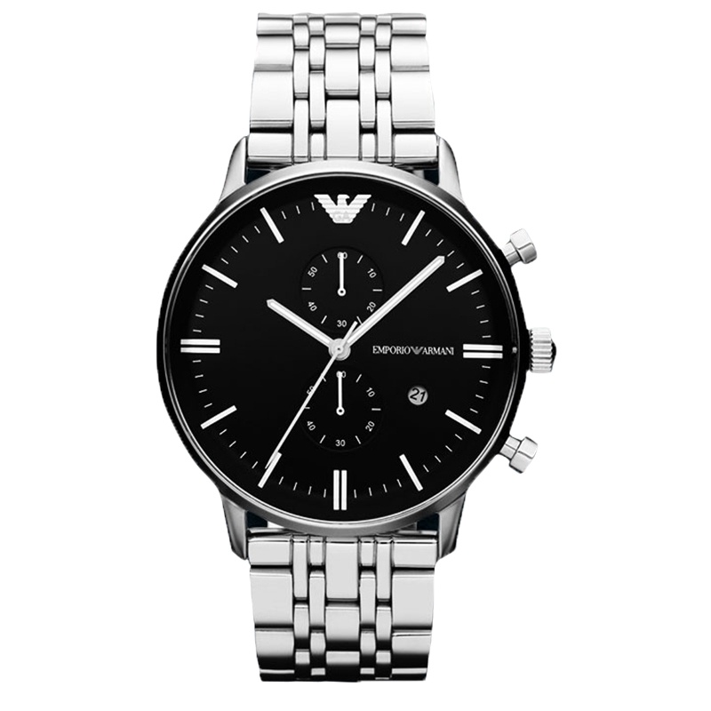 阿玛尼(EMPORIO ARMANI)手表 欧美品牌 超酷英伦风时尚款男士石英表 AR0389 银色