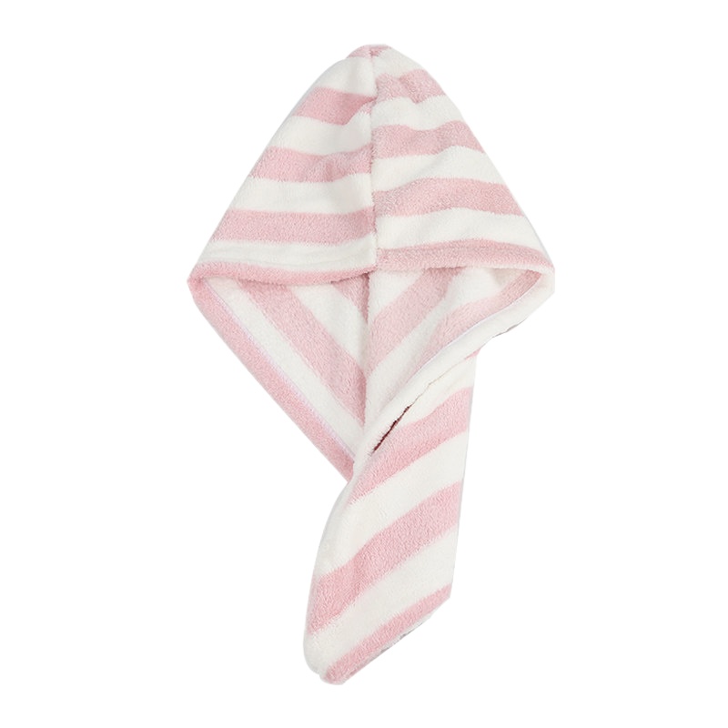 2条干发帽吸水速干女可爱抖音浴帽擦头发包头毛巾干发巾 三维工匠 宽条纹粉白色1条装