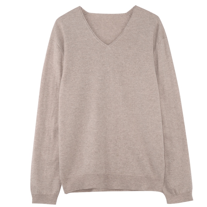 金菊2019秋冬新款V领毛衣女宽松套头纯羊毛内搭打底衫上衣