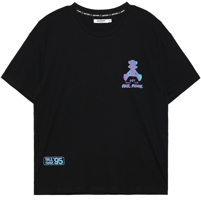 Paul Frank/大嘴猴 夏季宽松情侣装韩版潮流风炫彩印花短袖T恤男 PFCTE212494U