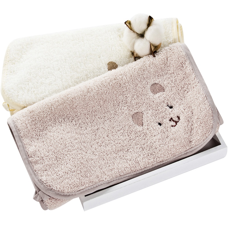 三利 有机棉儿童毛巾2条装 A类安全标准婴幼儿用品 纯棉面巾 宝宝洗脸巾