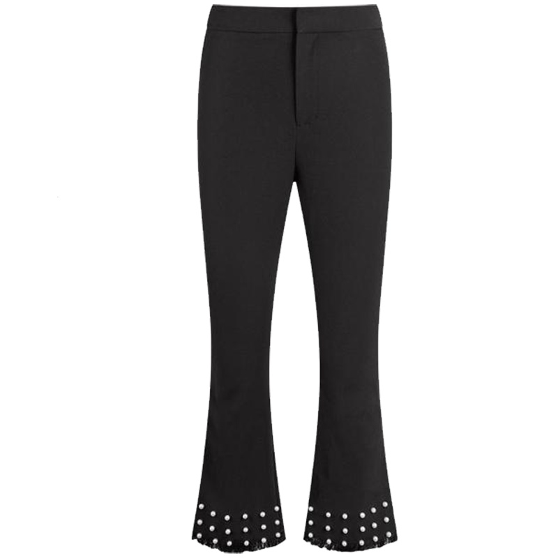 【热卖】7m宽松裤子2019新款西裤高腰黑色显瘦新款九分裤休闲微喇叭裤女70009645