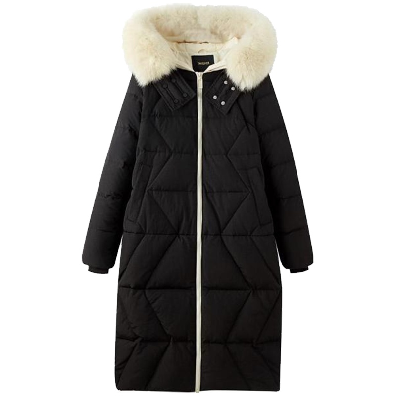 拉夏贝尔中长款羽绒服女2019新款韩版宽松长袖大毛领显瘦学生外套女70011993